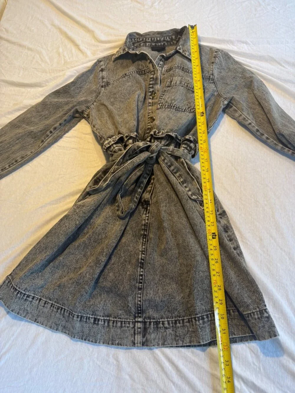 WHO WHAT WEAR Denim Jacket Size S Grey Acid Wash Button Front